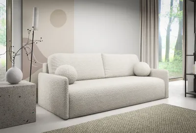 Produktbild von NAWSTOL - Sofa GALA mit Schlaffunktion, 3 Sitzer Couch, Schlafsofa mit Bettkasten, modernen Couch, Couchgarnitur, Sofagarnitur - Farbe Weiß
