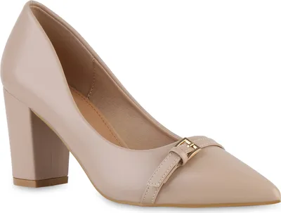 Produktbild von VAN HILL Damen Spitze Pumps Schnallen Absatzschuhe Schuhe 841477, Farbe: Beige, Größe: 38
