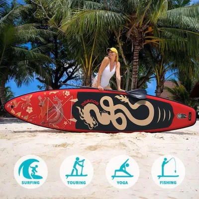 Produktbild von SUP-Board – Stand-Up-Paddle-Board – Paddelbrett – Surfbrett – Aufblasbar – Inklusive Paddel – 3 Flossen – Sicherheitsleine – Fußriemen