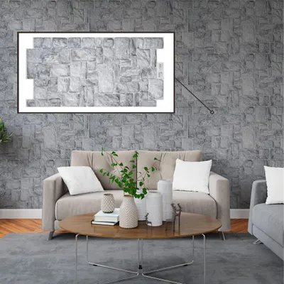 Produktbild von 3D-Wandpaneele PVC | Steinoptik | Natural Gray Stone - 1 Platte - 0.5 m² | Für Wohnzimmer, Küche & Bad | Einfache DIY-Montage