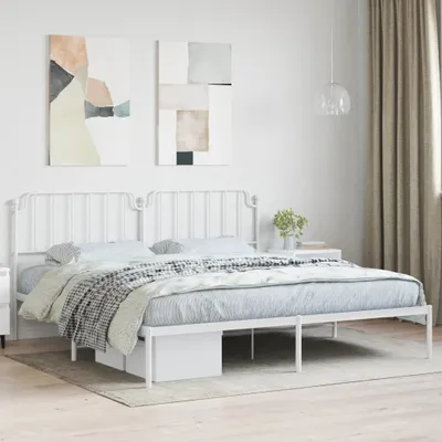Immagine prodotto di Maison Exclusive - Letto con testiera in metallo bianco 193x203 cm