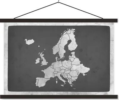 Produktbild von MuchoWow® Textilposter Vintage Eurocard - schwarz und weiß 120x80 cm mit schwarzem Rahmen - Wanddeko