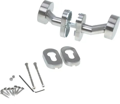 Produktbild von Aqbau® Set 2x Türknauf Edelstahl Zylinderform Türknopf Knauf Rosette PZ