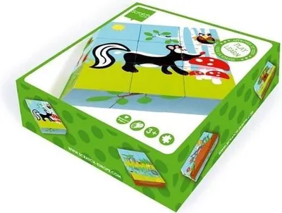 Zdjęcie produktu dla Drewniane klocki w szachownicę, puzzle leśne, z 9 klockami