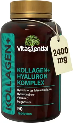Produktbild von Marine Kollagen+ Hyaluron Komplex – Kollagenhydrolysat Peptide mit Hyaluronsäure, Vitamin C – Halal Fisch Collagen Präparate Für Knieschmerzen