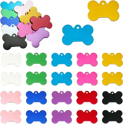 Imagen del producto de Etiquetas para perros, de aluminio, 38x25 mm, paquete de 30 unidades, en varios colores, para mascotas