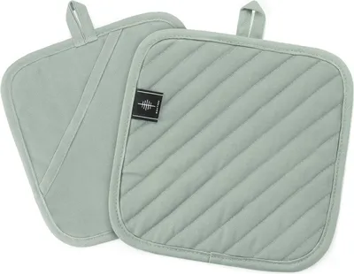 Produktbild von Topflappen Baumwolle Hitzebeständig Rutschfest Küchenzubehör 20x20cm Grün 2er Set