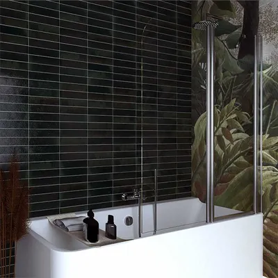 Produktbild von Zweiteilige Badewannenfaltwand aus klarem ESG, H 120cm | Giada