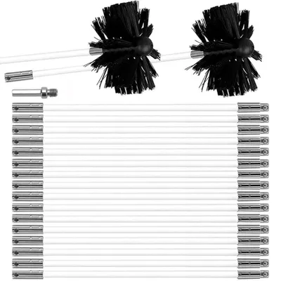 Immagine prodotto di Kit per la pulizia della canna fumaria, con aste flessibili e spazzole – ideale per camini aperti e stufe