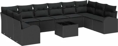 Immagine prodotto di vidaXL Set di divani da esterno, 11 pezzi, nero [Materiale sintetico]: rattan sintetico