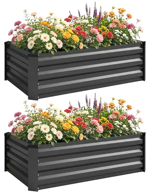 Productafbeelding van Verhoogd tuinbed, kruidenbed, weerbestendig, open bodem, 100 x 60 x 30 cm, donkergrijs