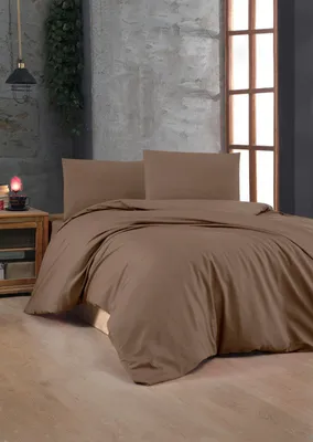 Produktbild von L'Essentiel Linge de Maison, Hochwertiges Ranforce XXL Bettwäsche Set (1 Stück), 155 x 220 cm, 100% Baumwolle, 117 g/m², inklusive 80 x 80 cm Kissenbezug, waschbar bei 40 °C, Braun.