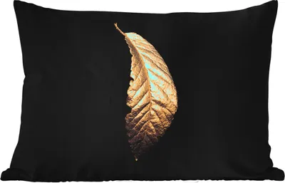 Produktbild von MuchoWow® Outdoor Kissen - Blätter - Luxus - Gold - Schwarz - Natur - 50x30 cm - Wetterfest - Lounge Kissen - Sofa kissen - Wohnzimmer Dekoration