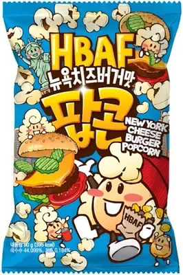 Zdjęcie produktu dla Hbaf | Popcorn – smak cheeseburgera – 80 g – koreańska przekąska – idealna na drogę