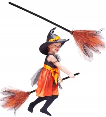 Obrázek produktu pro Hopki Dětské čarodějnické koště oranžové na Halloween