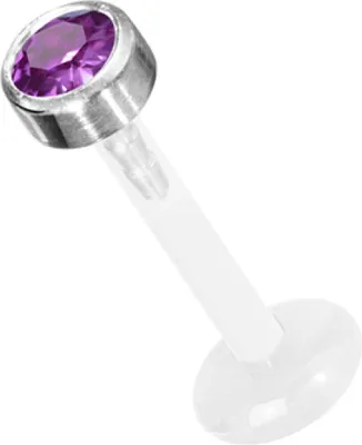 Produktbild von Labret Bioplast Lippen Piercing Aufsatz Titan Kristall Stein 2mm - Fuchsia FLtAJ - 10.0 Millimeter