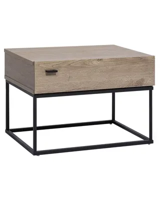 Zdjęcie produktu dla BELIANI Szafka nocna ciemnobrązowy czarny metal 39 x 55 cm szuflada styl industrialny