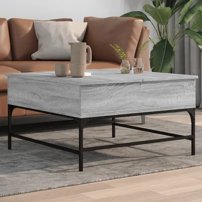 Produktbild von Design Couchtisch Grau Sonoma 80x80x45 cm Holzwerkstoff und Metall, Couchtische 2024 Neu