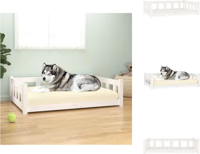 Obrázok produktu pre vidaXL Pelech pre psa biely 105,5x75,5x28 cm z masívneho borovicového dreva - Pelechy pre psov