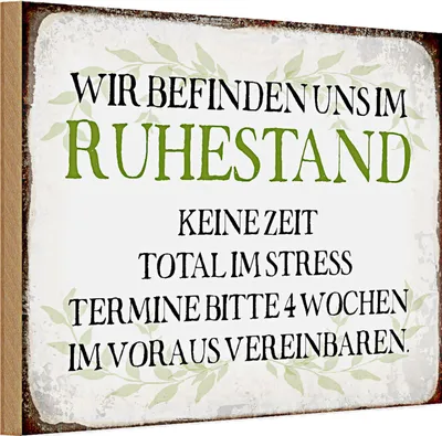 Produktbild von Holzschild Spruch 30x20cm wie im Ruhestand keine Zeit
