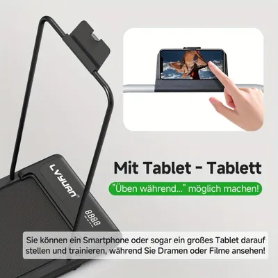 Immagine prodotto di Tapis roulant multifunzione (3 in 1) da posizionare sotto la scrivania, con inclinazione regolabile fino al 15%, tapis roulant pieghevole con capacità massima di 100 kg