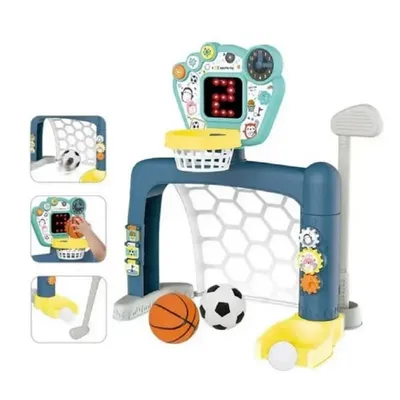 Obrázok produktu pre Detská futbalová bránka COIL, interaktívna futbalová bránka, multišportová hra 3v1, basketbal, futbal, golf, LED, hudba, pre deti od 18 mesiacov