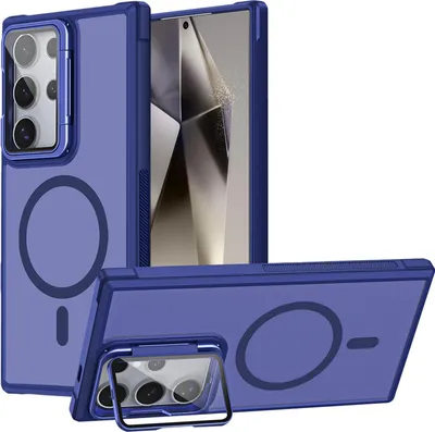 Obrázok produktu pre Ochranný kryt pre puzdro Samsung Galaxy S24 Ultra, kovový krúžok na bezdrôtové nabíjanie sklopný ochranný stojan na fotoaparát