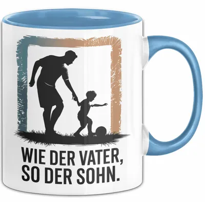 Produktbild von Papa Vatertag Vater Sohn Tasse Becher Geschenk Lustige Geschenkidee Spruch Wie Der Vater So Der Sohn (Blau)