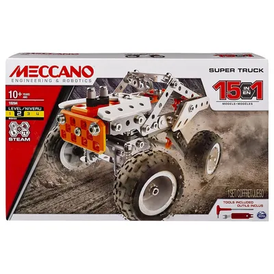 Produktbild von Meccano , 15-in-1 Super Truck, S.T.E.A.M.-Bausatz für Kinder ab 10 Jahren, Bausatz, 10 Jahr(e), Kunststoff, 242 Stück(e), 653 g