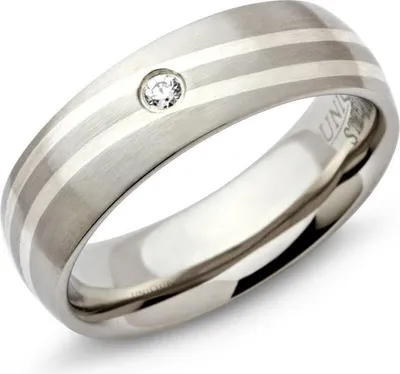 Produktbild von Unique Edelstahlring mit Silbereinlage und Zirkonia R9094cz
