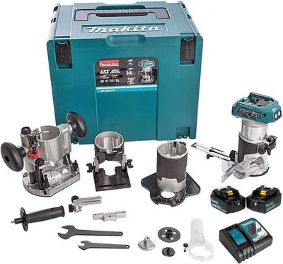Image de Affleureuse 18V Li-Ion BL (2x5,0 ah) avec accessoires en MAKPAC - MAKITA DRT50RTJX3