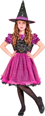 Produktbild von Kostüm Hexe schwarz pink Halloween, Groesse:128