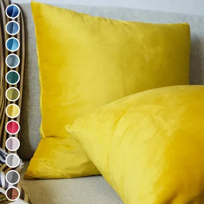 Produktbild von Lionmood Premium Samt Kissenbezug Gelb 50x50cm -1er- Velvet Kissenhülle mit Reißverschluss - Modernes Design, Weich, Einfarbig für Sofa