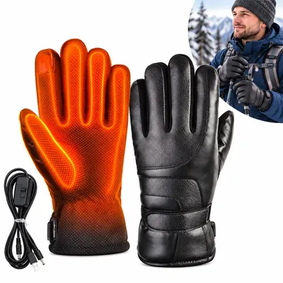 Produktbild von Beheizbare USB-Handschuhe Uni, 5 V, winddicht, wasserabweisend, Touchscreen, rutschfeste Handfläche, Einheitsgröße, Schwarz