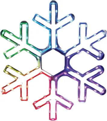 A colorful snowflake decoration with LED lights.