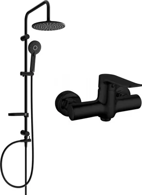 Immagine prodotto di Mexen Carl set doccia esterno con soffione e miscelatore doccia Pecos, nero - 72740240-70