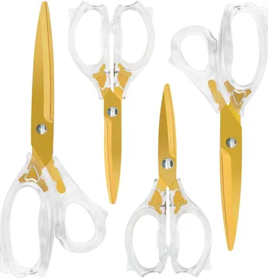 Image de CCR Gold Titanium revêtu set de ciseaux, 4 pièces, ménage bureau école tailleur