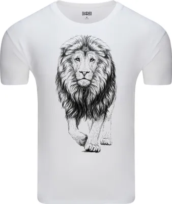 Produktbild von Diarbo Herren T-Shirt mit Aufdruck Wildtierporträts Skizze des Löwenbüste Weiß Gr.XL