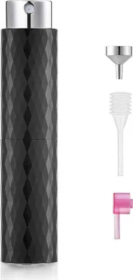 Produktbild von 8 ml leere, nachfüllbare Sprühflasche im Beutel, Parfümzerstäuber, nachfüllbare Parfümsprühflasche, Reisesprüher (glänzend schwarz)