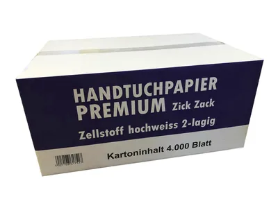 Produktbild von 4000 Stück Papierhandtücher Handtuchpapier weiß 2 lagig 25 x 21 cm