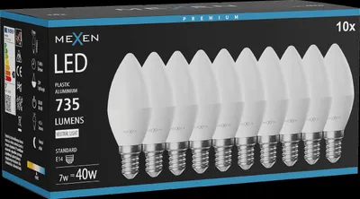 Produktbild von Mexen Nova 10x LED-Lampe E14, C37, 7W, Neutral - 4000K, 735 lm - L102-E14-0740-01x10