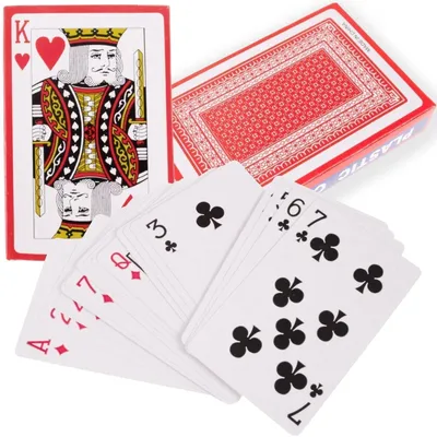 Zdjęcie produktu dla Karty do gry poker makao talia 54 powlekane plastikiem czerwone tradycyjne do pokera brydża gier towarzyskich