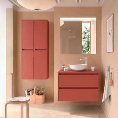 Produktbild von Badezimmermöbel BALTIC 1000 2 Schubladen RED SATIN + Waschtisch-Platte
