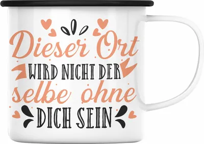 Produktbild von Trendation - Jobwechsel Emaille Tasse Geschenk Kollegin Kollege Lustig Abschiedsgeschenk Sprüche - Dieser Ort Wird nicht der Selbe Ohne Dich Sein (Schwarz)