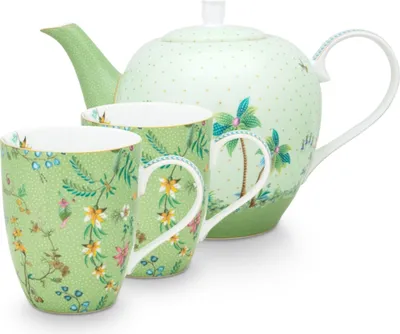Produktbild von PIP STUDIO Jolie Flowers Green Teeset groß Set3