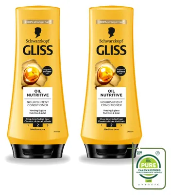 Zdjęcie produktu dla 2 x Odżywka do włosów Schwarzkopf Gliss Hair Repair Oil Nutritive - 200 ml - Opakowanie zbiorcze - 2 sztuki