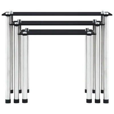 Produktbild von vidaXL Satztische 3 Stk. Schwarz Hartglas