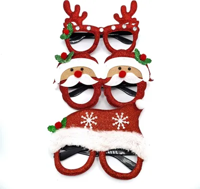 Immagine prodotto di Occhiali - Occhiali - Natale - Babbo Natale - Albero di Natale - Natale - Natale - Set di 3 - Babbo Natale renna cappello di Babbo Natale rosso