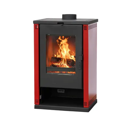 Produktbild von ALAZ Mouse K9M-MAXX Kaminofen 10 kW – Burgunderrot | Schamott-Brennkammer, großes Sichtfenster, für Holzscheite bis 50 cm |