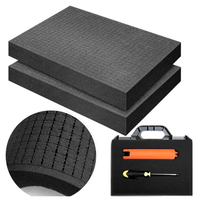 Produktbild von 2 Stück Rasterschaumstoffwürfel 400 x 300 x 50 mm - Schaumstoff für Werkzeugkoffer und Kamerakoffer